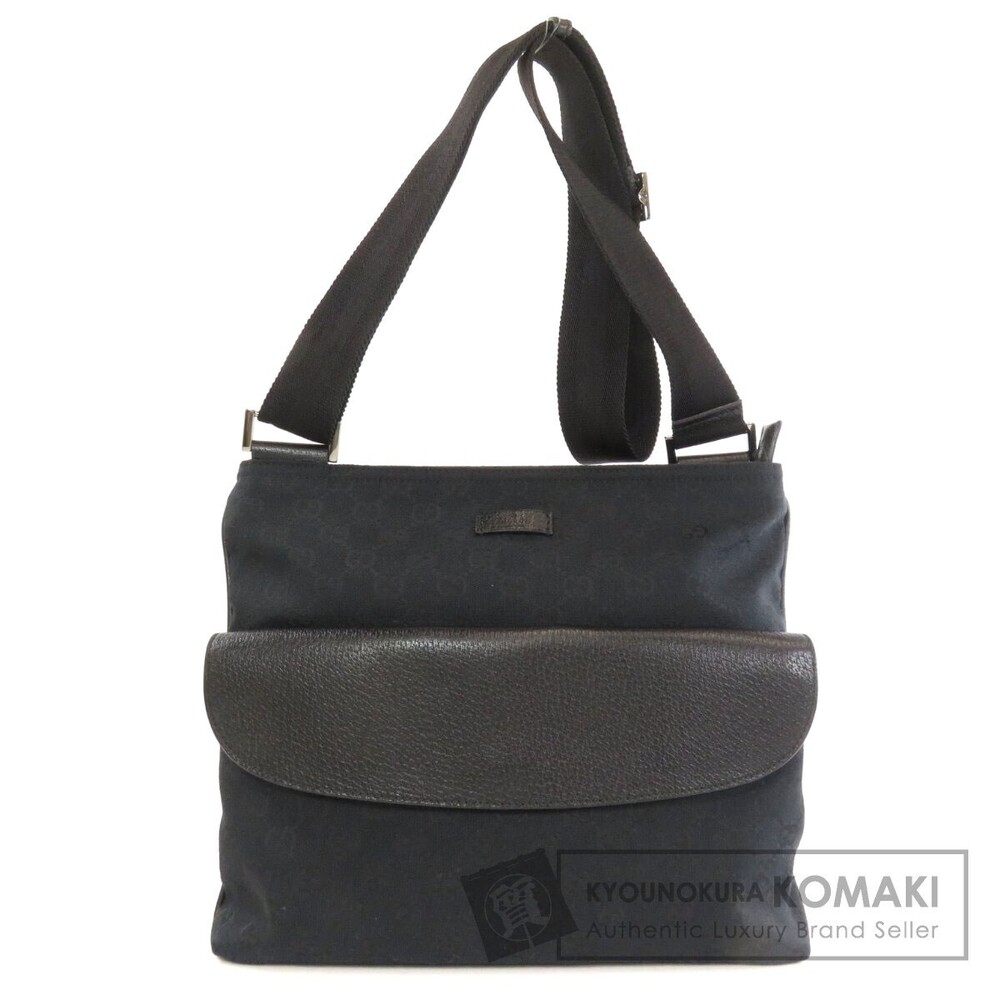 Gucci GG canvas leather shoulder bag Black